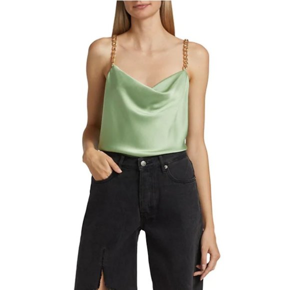 NEW Alice + Olivia, Size Medium, Harmony Draped Tank Top - Seafoam - Picture 5 of 7